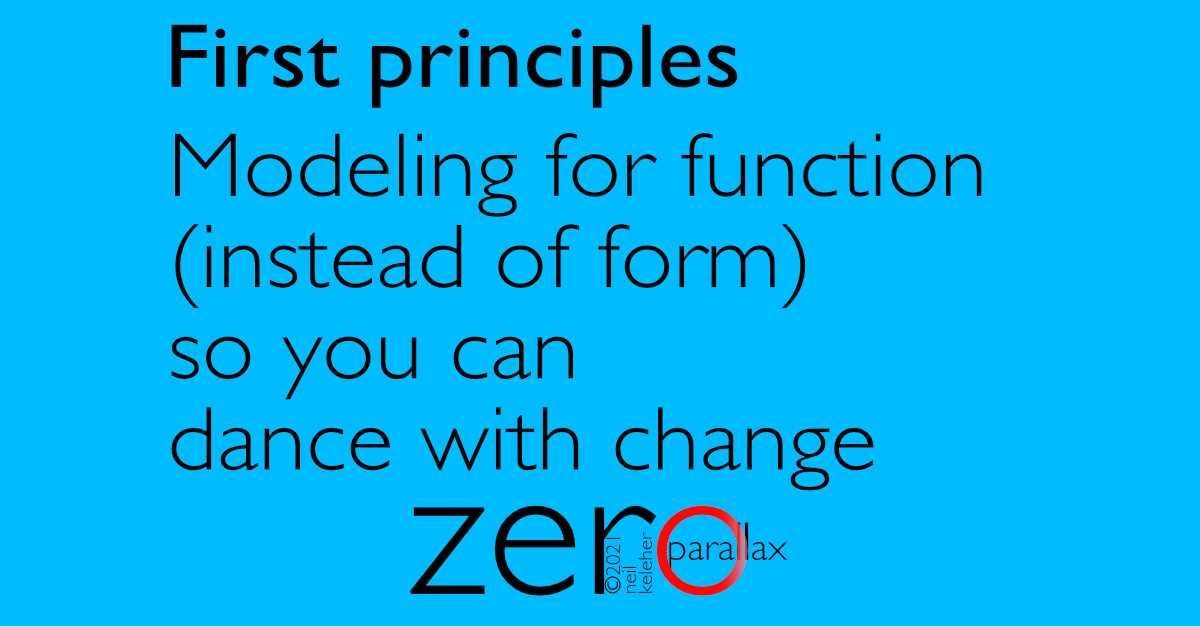 first principles: modeling for function so that you can dance with change.